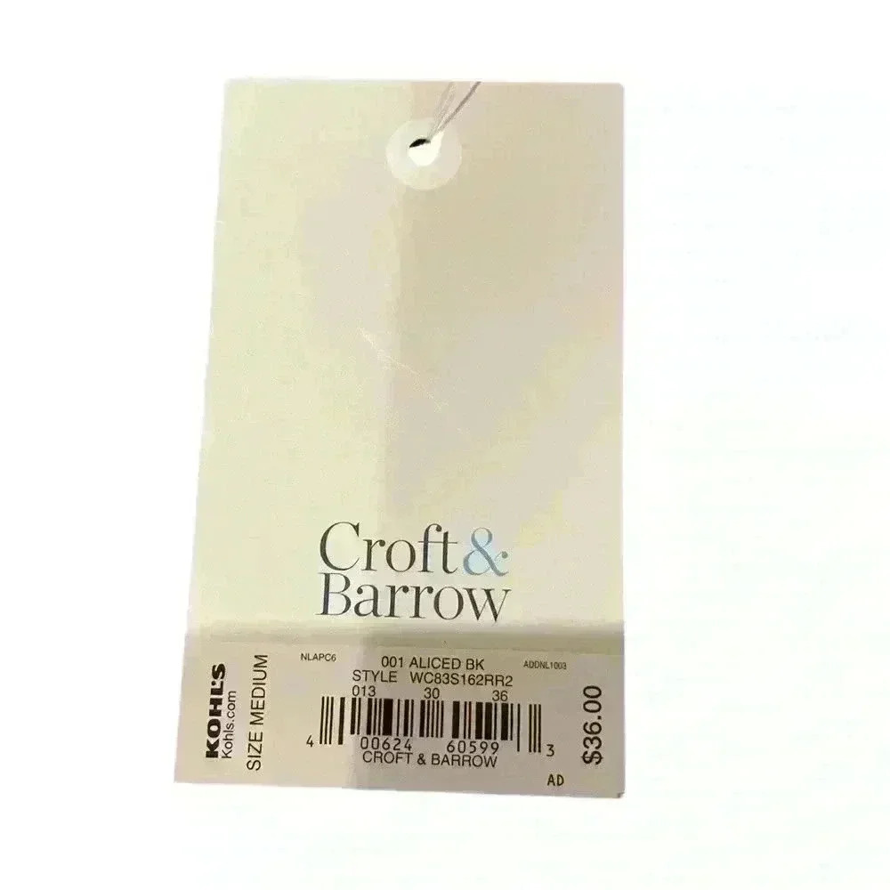 Croft and Barrow NWT Open Cardigan Black White Tan Originally $36 - Picture 4 of 6